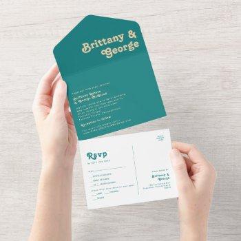 modern retro | teal seal and send all in one invitation