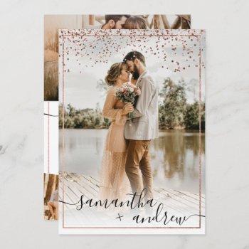 Small Modern Rose Gold Frame Script 5 Photos Wedding Front View