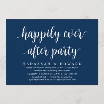 modern rustic cute navy blue, wedding elopement invitation