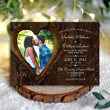 Small Modern Rustic Wood Heart Photo Wedding Front View