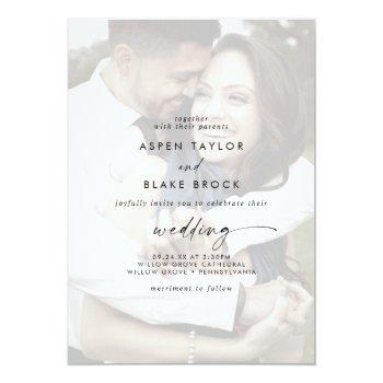 Small Modern Script | Faded Photo Front And Back Wedding Front View