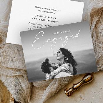 modern script photo wedding engagement party invitation