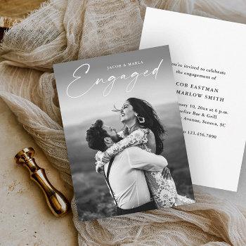 Small Modern Script Photo Wedding Engagement Party Front View