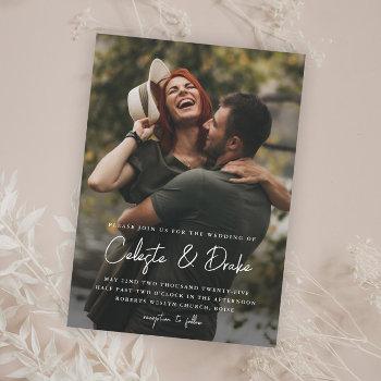 Small Modern Script Photo Wedding Magnetic Front View