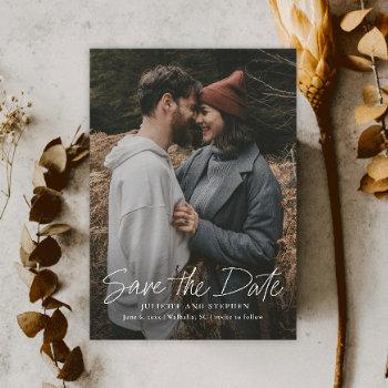 modern script simple wedding photo save the date magnetic invitation