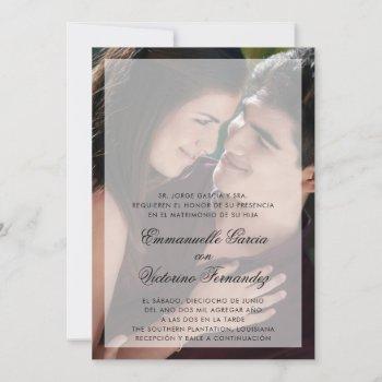 modern sheer overlay photo spanish wedding invitation
