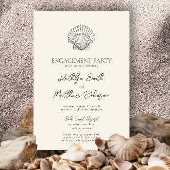 modern shell beach ocean wedding engagement party invitation