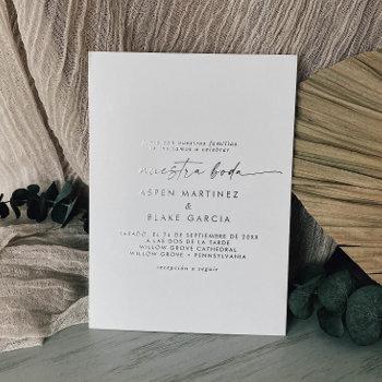 Small Modern Silver Foil Script | Gray Spanish Wedding Foil Front View