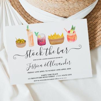 Small Modern Snacks Cocktails Watercolor Couples Shower Front View
