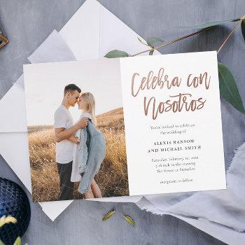 modern spanish celebra con nosotros photo wedding invitation