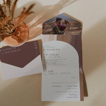 modern spiced terra cotta | boho wedding all in one invitation