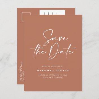 modern stylish script elegant typography wedding a announcement postcard