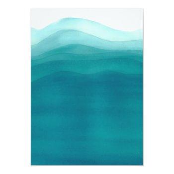 Small Modern Teal Watercolor Wave | Wedding Back View