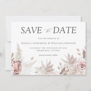 modern trendy designer dusty rose blush wedding save the date
