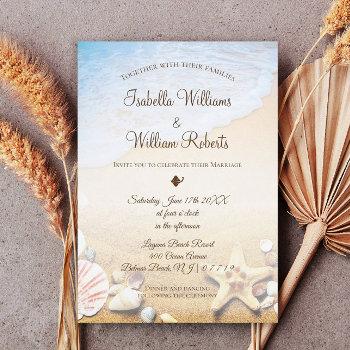 modern tropical beach starfish wedding invitation