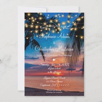modern tropical beach summer wedding invitation