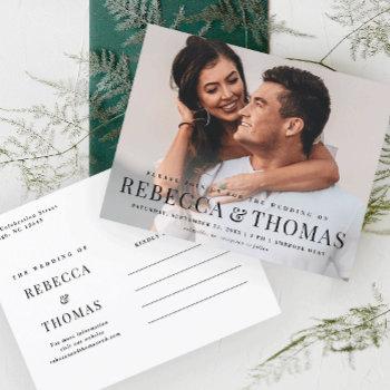 Small Modern Type Names Simple Photo Wedding  Post Front View