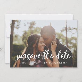 Small Modern Typography Unsave The Date Photo Front View