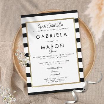 Small Modern Vow Renewal Classic Stripe Gold Border Front View