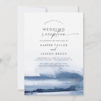 Small Modern Watercolor | Blue Wedding Reception Invitat Front View