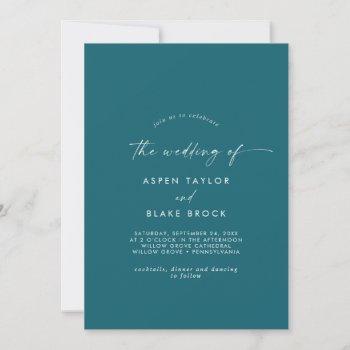 modern watercolor coordinate | teal wedding invitation