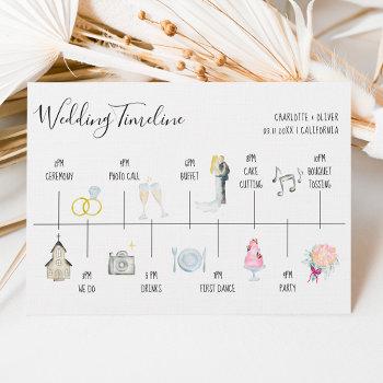 Small Modern Watercolor Illustrations Wedding Timeline Front View