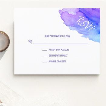 Small Modern Watercolor Purple Blue Rsvp Insert Cards Front View