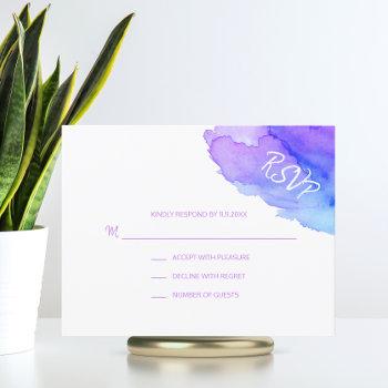 Small Modern Watercolor Purple Blue Rsvp Insert Cards Front View