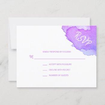 Small Modern Watercolor Purple Blue Rsvp Insert #lc Front View