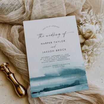 modern watercolor | teal the wedding of invitation