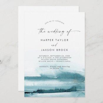 modern watercolor | teal the wedding of invitation