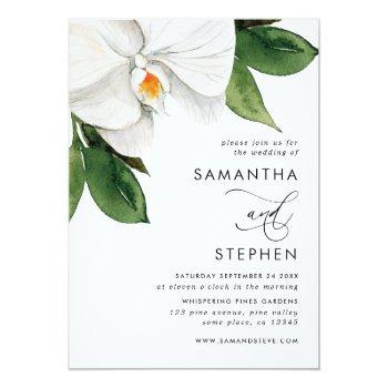 Small Modern Watercolor White Orchid Wedding Front View