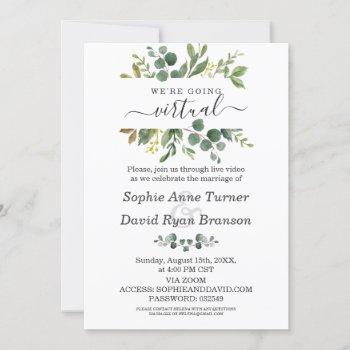 modern watercolour greenery virtual wedding invitation