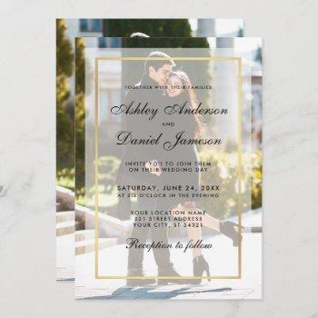 Small Modern Wedding Overlay Front Back Photo Front View