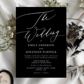 modern white and black simple wedding invitation