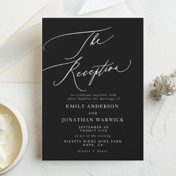 modern white and black simple wedding reception invitation