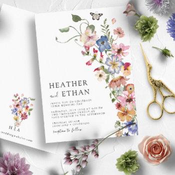 modern wildflower wedding invitation