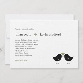 monogram birds wedding invitation - sage