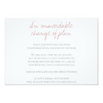 Small Monogram Muted Pink Leaves Wedding Cancellation Announcement Back View