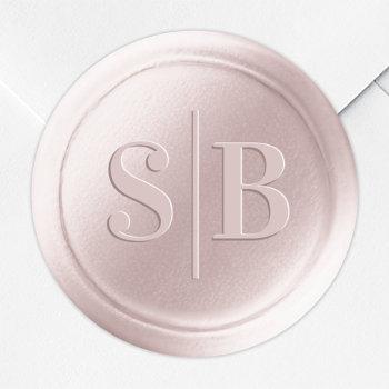 Small Monogram Porcelain Pink Wax Seal Wedding Stickers Front View