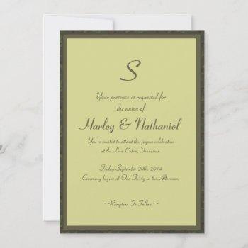 monogrammed camo wedding invitation