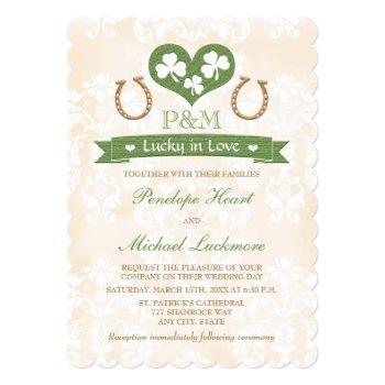 Small Monogrammed Lucky In Love Shamrock Wedding Front View