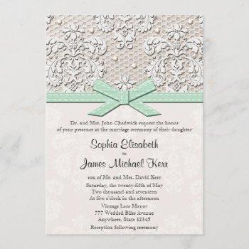 Small Monogrammed Mint Vintage Lace Wedding Front View