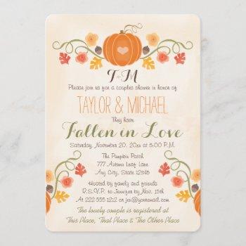 monogrammed pumpkin fall couples wedding shower invitation