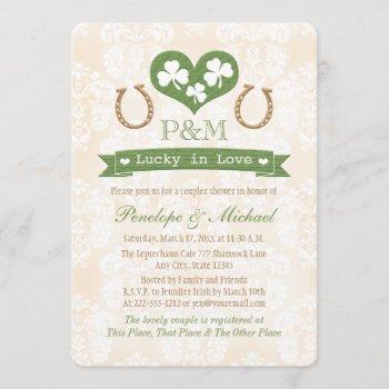 Small Monogrammed Shamrock And Horseshoe Couples Shower Front View