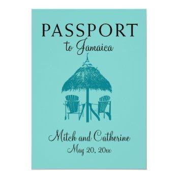 Small Montego Bay Jamaica Wedding Passport - Teal Front View