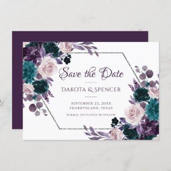 moody boho | eggplant purple silver frame bouquets save the date