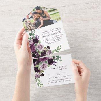 moody passion | dramatic floral photo wedding all in one invitation