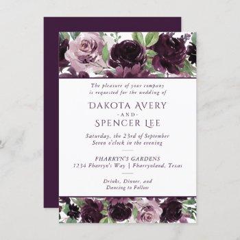 moody passion | dramatic purple bouquet garland invitation