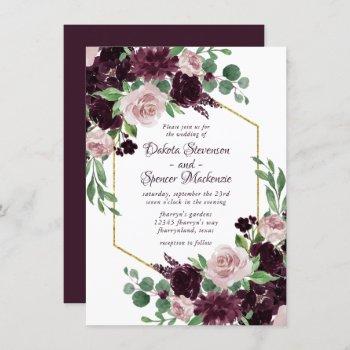 moody passions | dramatic purple wine rose bouquet invitation